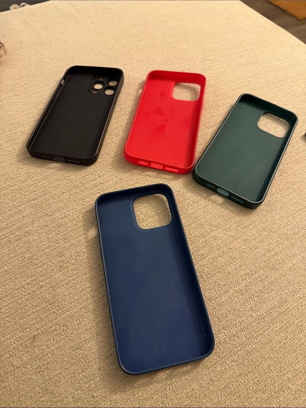 (4) Silicone Phone 14 Case Bundle - Red, Green, Blue, Black Striped